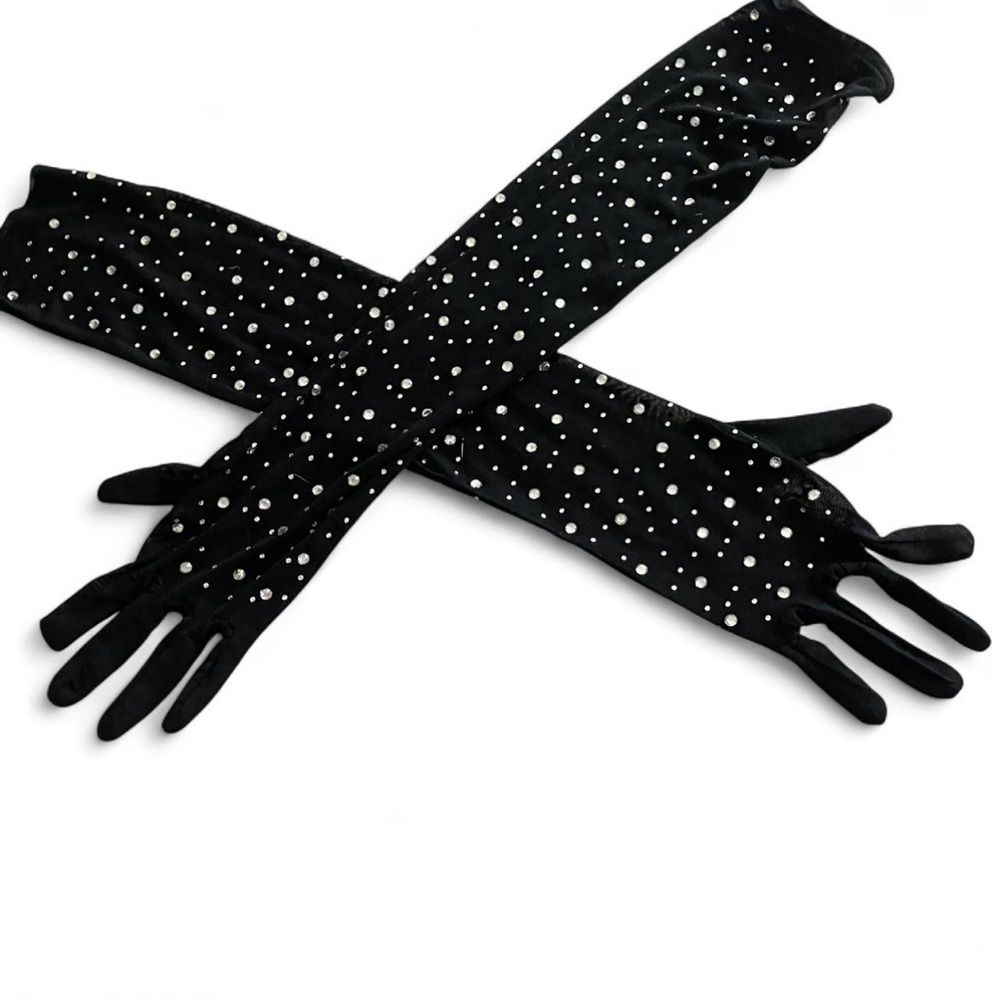 Elegant Black and White Polka Dot Women's Gloves